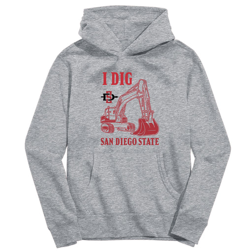San Diego State University Aztecs SDSU Excavator Heather Grey Cotton Youth Hoodie