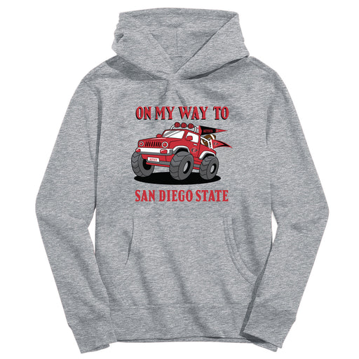 San Diego State University Aztecs SDSU On My Way Monster Truck Heather Grey Cotton Youth Hoodie
