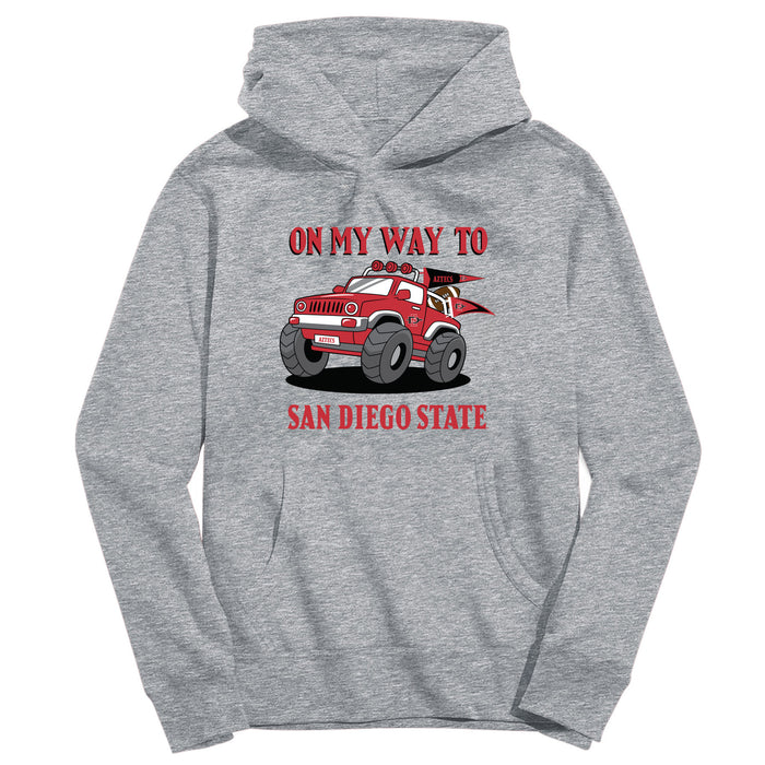 San Diego State University Aztecs SDSU On My Way Monster Truck Heather Grey Cotton Youth Hoodie