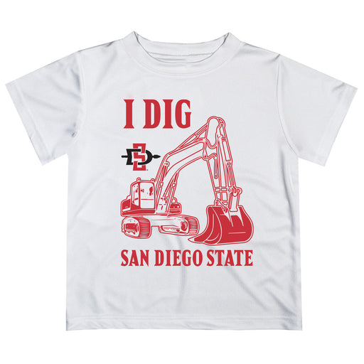 San Diego State University Aztecs SDSU Vive La Fete Excavator Boys Game Day White Short Sleeve Tee
