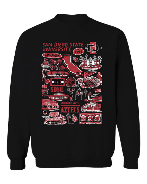 San Diego State Aztecs SDSU Vive La Fete Impressions Black Cotton Crewneck Sweatshirt for Women