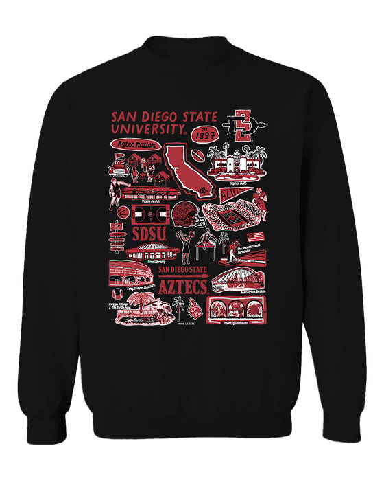 San Diego State Aztecs SDSU Vive La Fete Impressions Black Cotton Crewneck Sweatshirt for Women