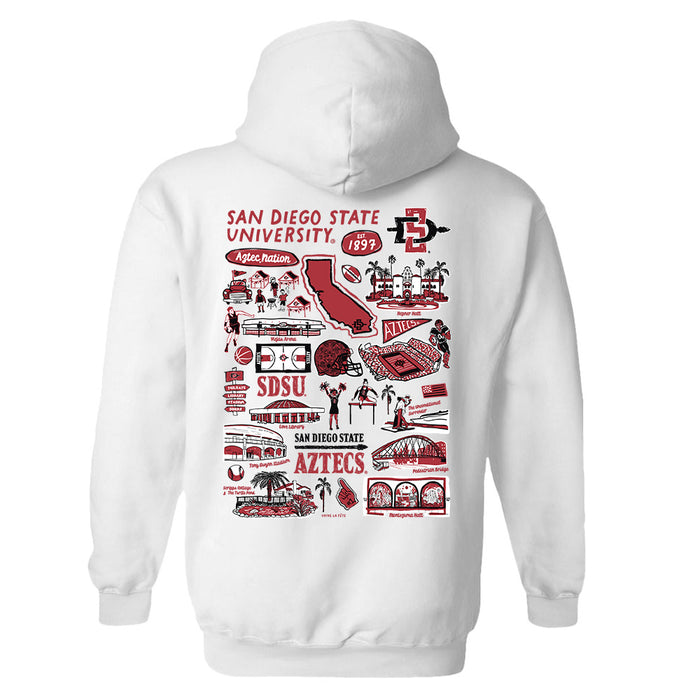 San Diego State Aztecs SDSU Hand Sketched Artwork Cotton Fleece Women Hoodie - Vive La Fête - Online Apparel Store