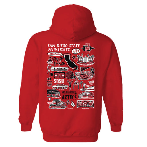 San Diego State Aztecs SDSU Hand Sketched Artwork Cotton Fleece Women Hoodie - Vive La Fête - Online Apparel Store