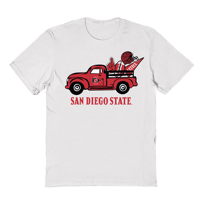 San Diego State Aztecs SDSU Hand Sketched Vive La Fete Impressions Truck White T-shirt for Women