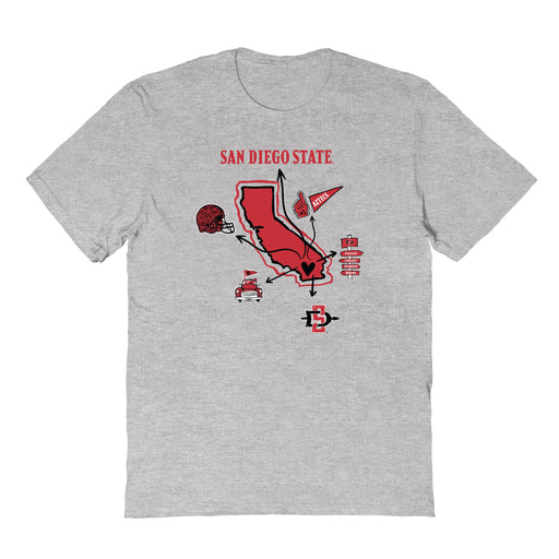 San Diego State Aztecs SDSU Hand Sketched Vive La Fete Impressions Icones Grey T-shirt for Women