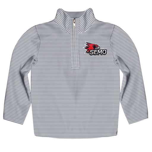 Southeast Missouri Redhawks Embroidered Womens Gray Stripes Quarter Zip Pullover
