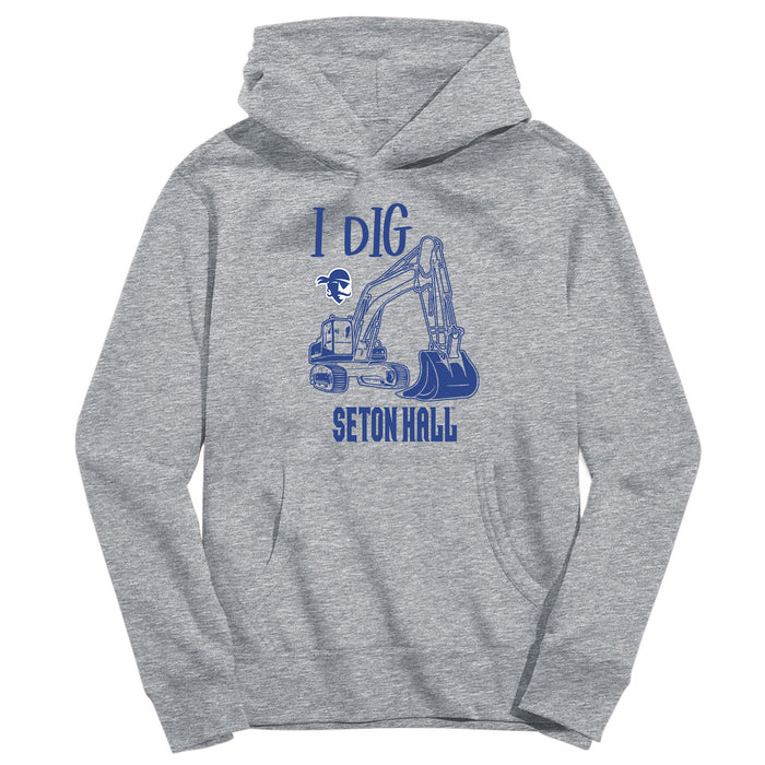 Seton Hall University Pirates Excavator Heather Grey Cotton Youth Hoodie
