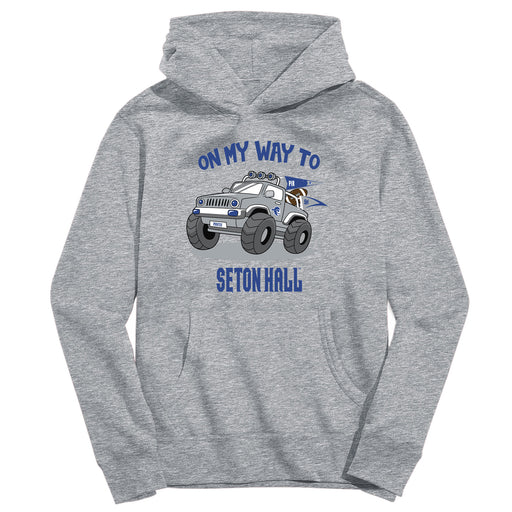 Seton Hall University Pirates On My Way Monster Truck Heather Grey Cotton Youth Hoodie
