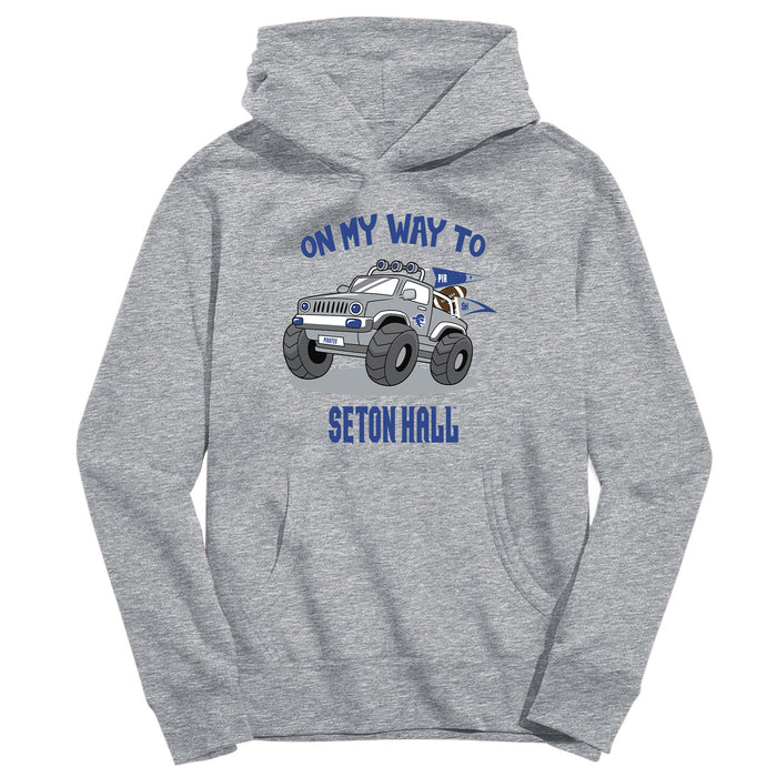 Seton Hall University Pirates On My Way Monster Truck Heather Grey Cotton Youth Hoodie
