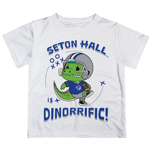 Seton Hall University Pirates Vive La Fete Dinorrific Boys Game Day White Short Sleeve Tee