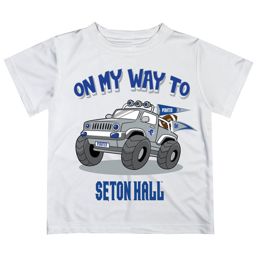 Seton Hall University Pirates Vive La Fete Monster Truck Boys Game Day White Short Sleeve Tee