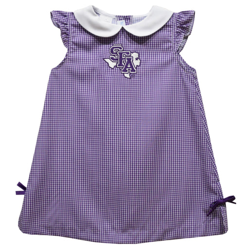 Stephen F. Austin University SFA Lumberjacks Embroidered Purple Gingham A Line Dress