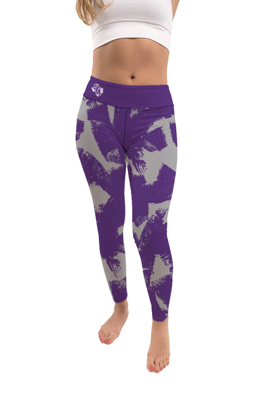 Stephen F. Austin University SFA Lumberjacks Vive La Fete Paint Brush Logo on Waist Women Purple Yoga Leggings
