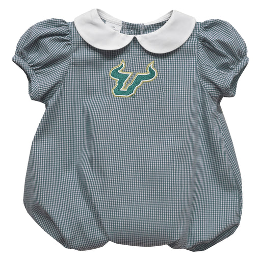 South Florida Bulls USF Embroidered Hunter Green Girls Baby Bubble Short Sleeve