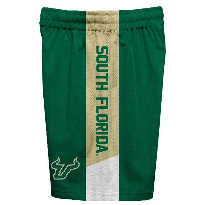 South Florida Bulls Vive La Fete Game Day Green Stripes Boys Solid Gold Athletic Mesh Short