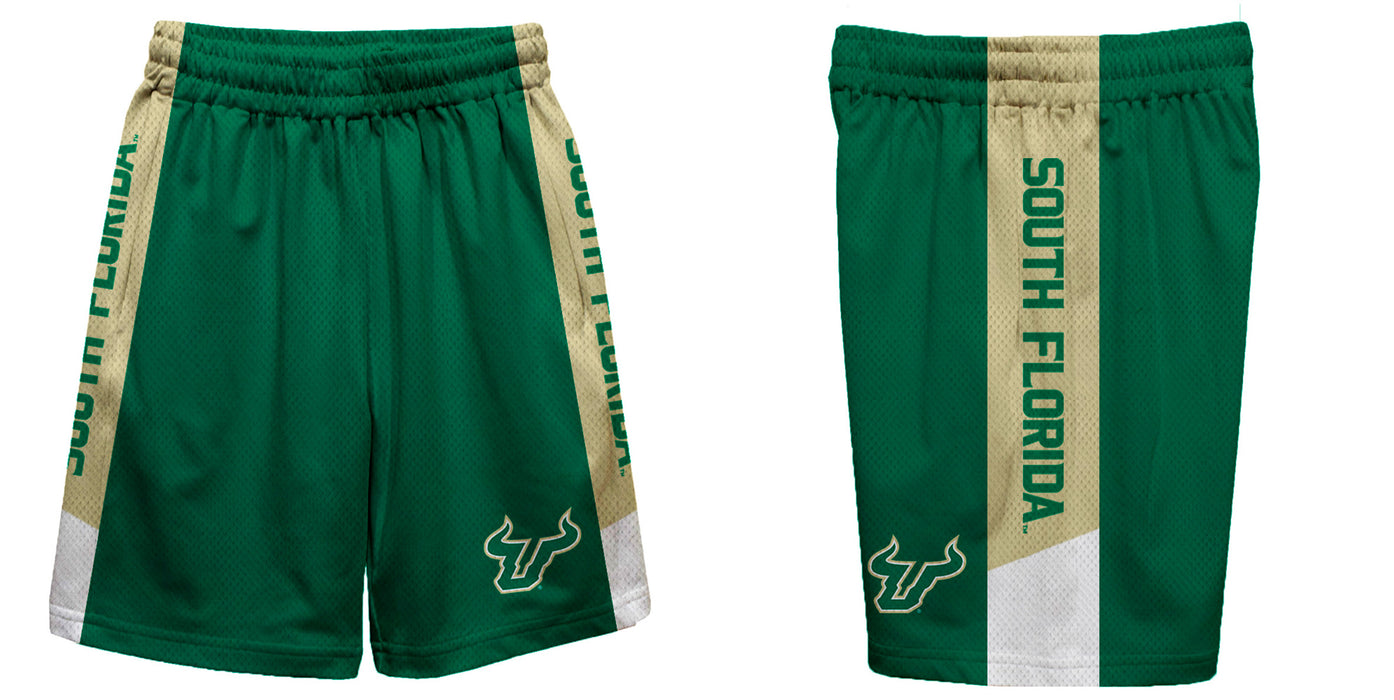 South Florida Bulls Vive La Fete Game Day Green Stripes Boys Solid Gold Athletic Mesh Short - Vive La Fête - Online Apparel Store