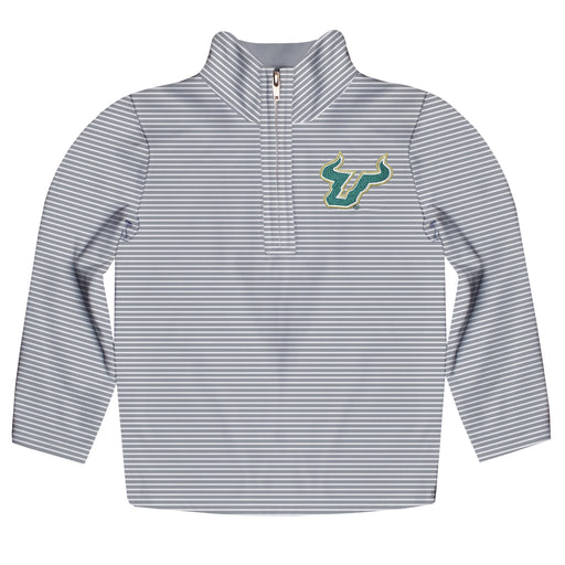 South Florida Bulls USF Embroidered Gray Stripes Quarter Zip Pullover