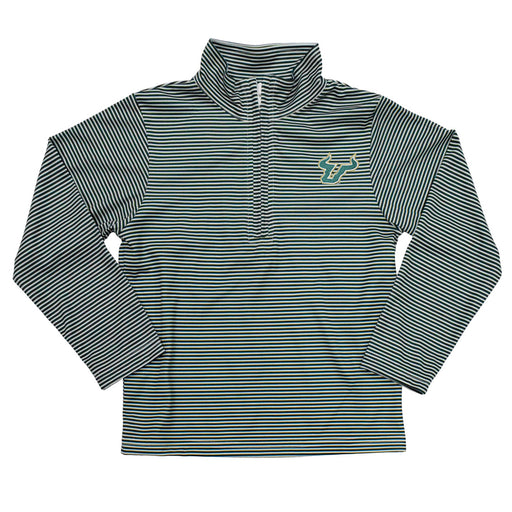 South Florida Bulls USF Embroidered Hunter Green Stripes Quarter Zip Pullover