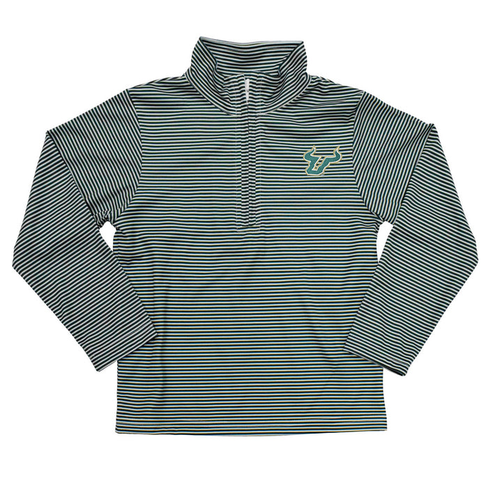 South Florida Bulls USF Embroidered Hunter Green Stripes Quarter Zip Pullover
