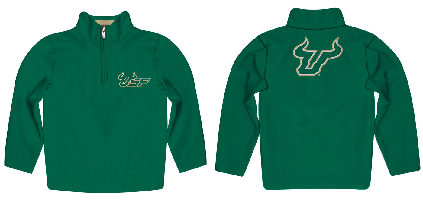 South Florida Bulls USF Vive La Fete Game Day Solid Green Quarter Zip Pullover Sleeves - Vive La Fête - Online Apparel Store