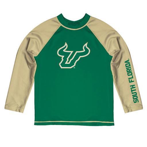 South Florida Bulls USF Vive La Fete Logo Green Long Sleeve Raglan Rashguard