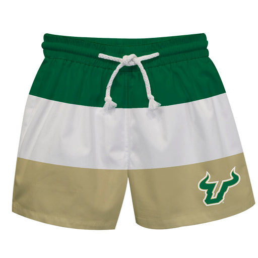 South Florida Bulls USF Vive La Fete Green Stripes Swimtrunks V1