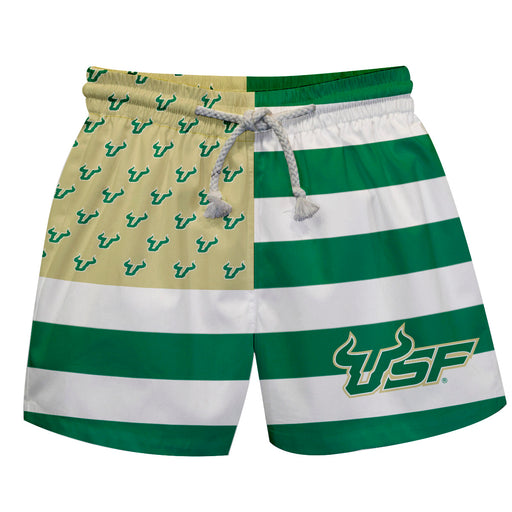 South Florida Bulls USF Vive La Fete Game Day Green Flag Swimtrunks V1