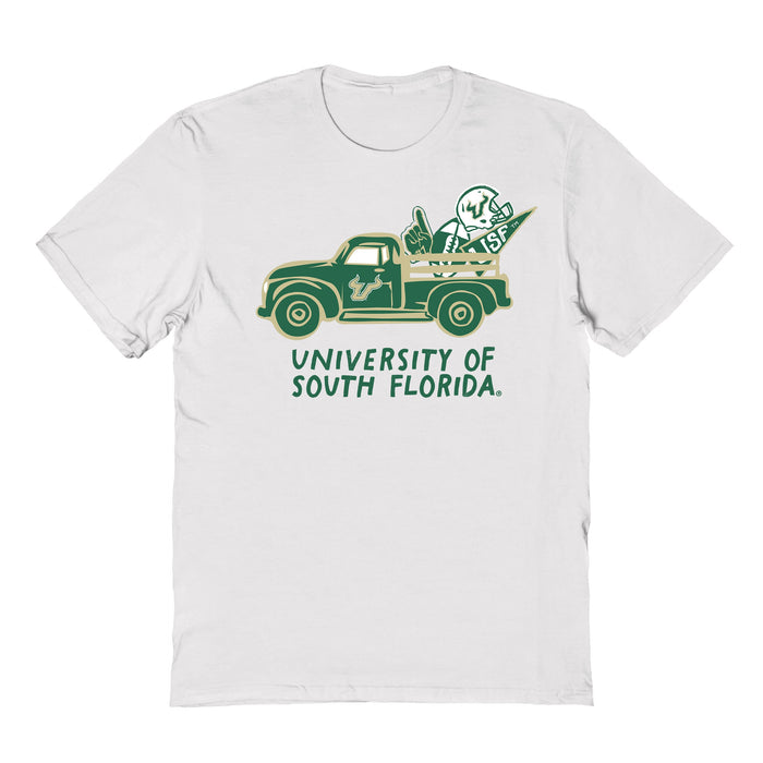 South Florida Bulls USF Hand Sketched Vive La Fete Impressions Truck Kids White Cotton T-shirt