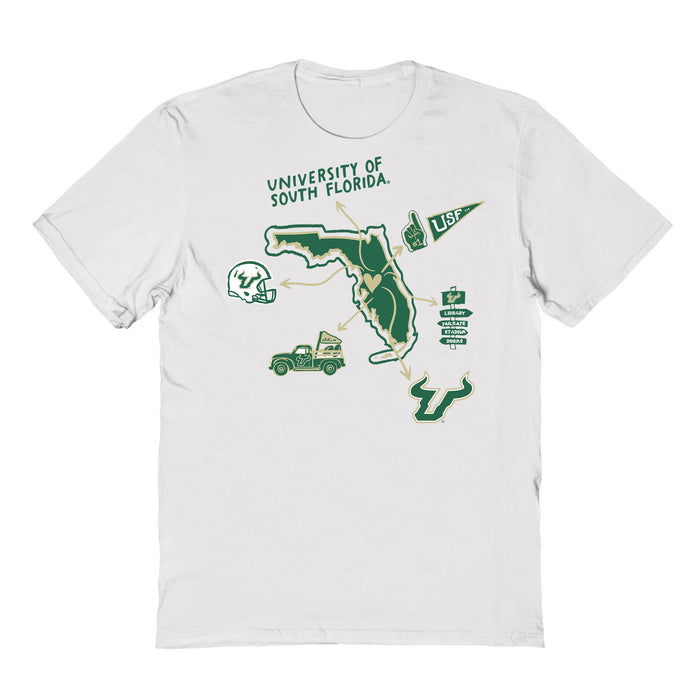 South Florida Bulls USF Hand Sketched Vive La Fete Impressions Icones Kids White T-shirt