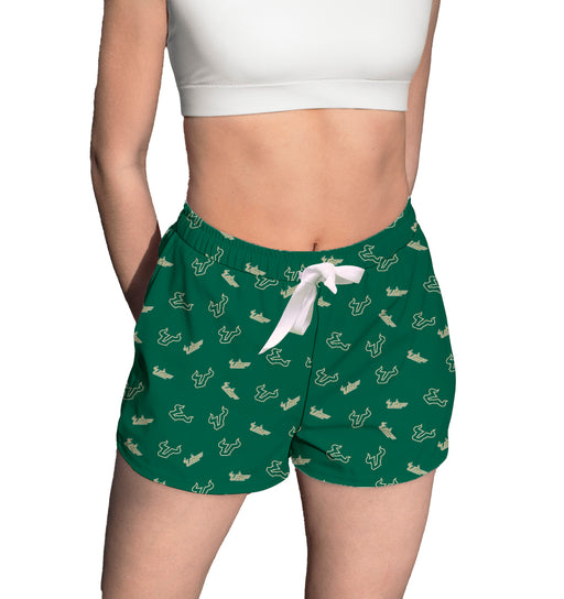 South Florida Bulls USF Vive La Fete Game Day All Over Logo Womens Lounge Shorts
