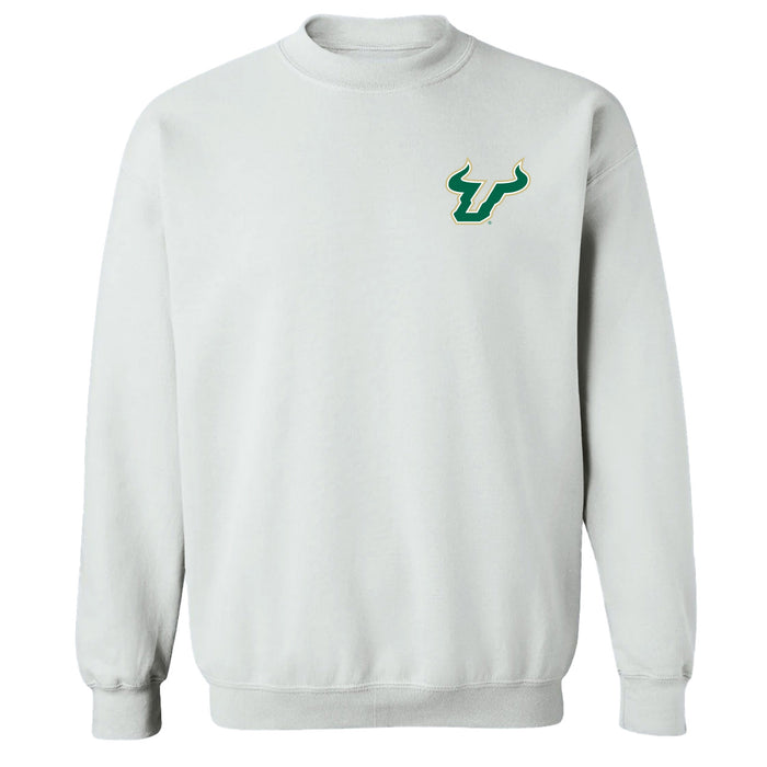 South Florida Bulls USF Hand Sketched Vive La Fete Impressions Artwork White Crew Neck Sweatshirt for Women