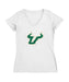 South Florida Bulls USF Women's V-neck Fitted Cotton T-Shirt White