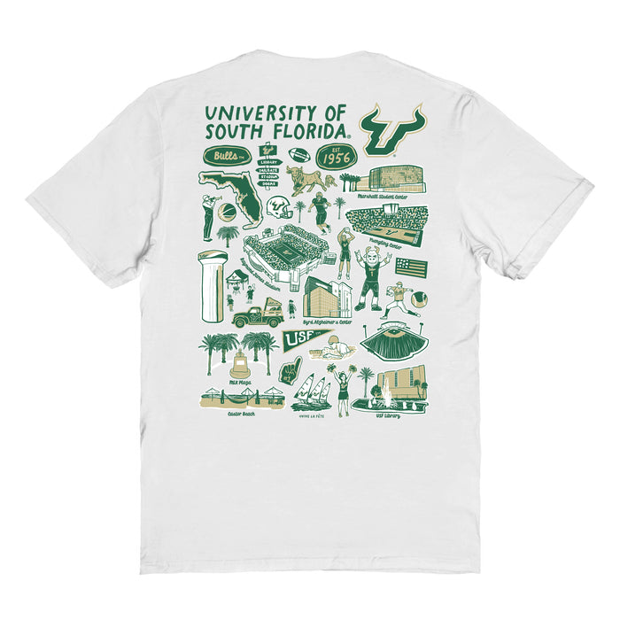 South Florida Bulls USF Vive La Fete Impressions Artwork Womens Cotton Tshirt - Vive La Fête - Online Apparel Store