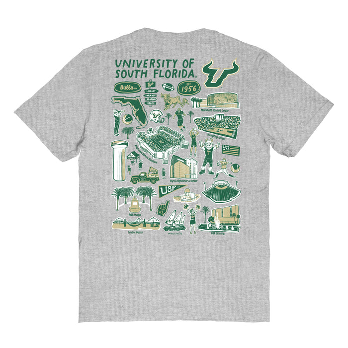 South Florida Bulls USF Vive La Fete Impressions Artwork Womens Cotton Tshirt - Vive La Fête - Online Apparel Store