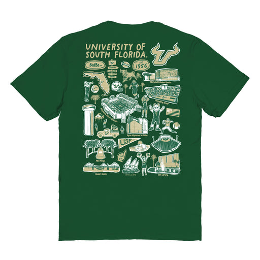 South Florida Bulls USF Vive La Fete Impressions Artwork Womens Cotton Tshirt - Vive La Fête - Online Apparel Store