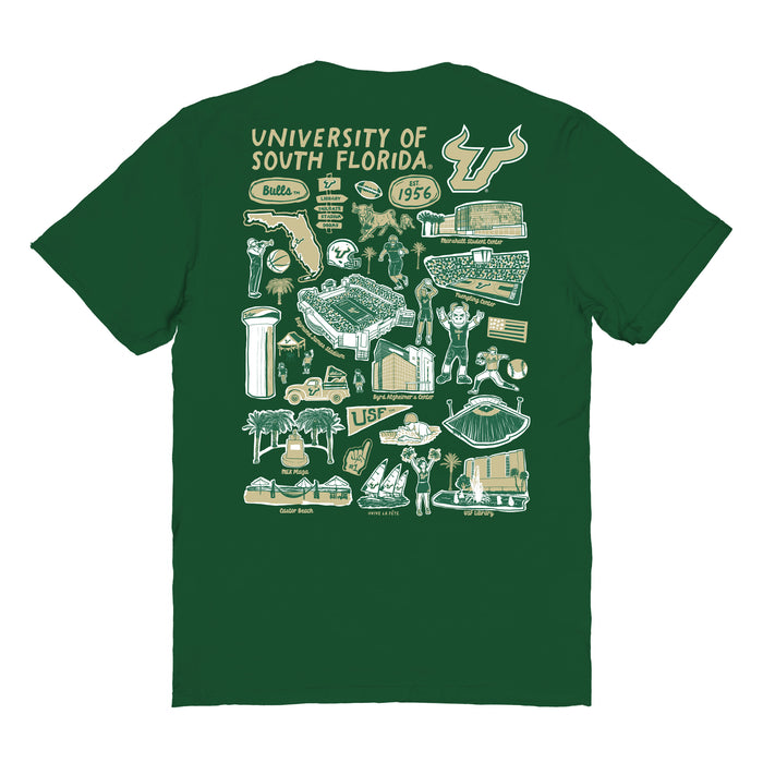 South Florida Bulls USF Vive La Fete Impressions Artwork Womens Cotton Tshirt - Vive La Fête - Online Apparel Store