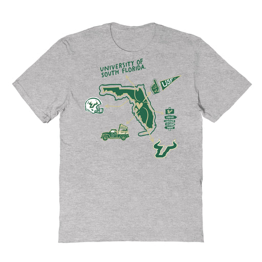 South Florida Bulls USF Hand Sketched Vive La Fete Impressions Icones Grey T-shirt for Women