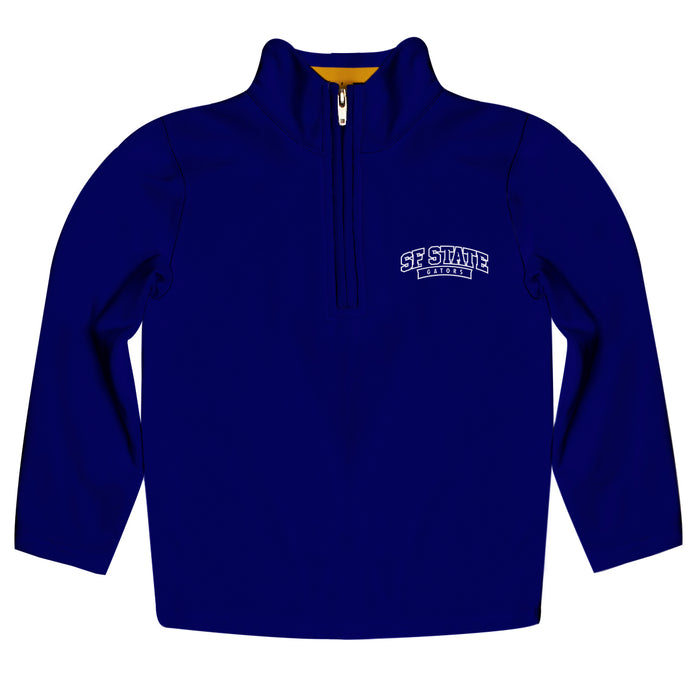 San Francisco State Gators SFSU Vive La Fete Game Day Solid Purple Quarter Zip Pullover Sleeves