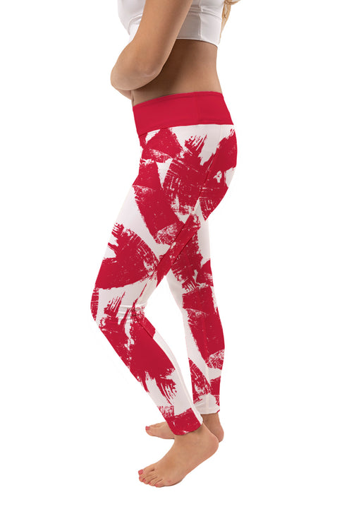 SHU Sacred Heart University Pioneers Vive La Fete Paint Brush Logo on Waist Women Red Yoga Leggings - Vive La Fête - Online Apparel Store