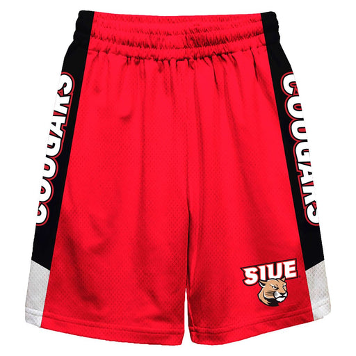 Southern Illinois Cougars SIUE Vive La Fete Game Day Red Stripes Boys Solid Black Athletic Mesh Short