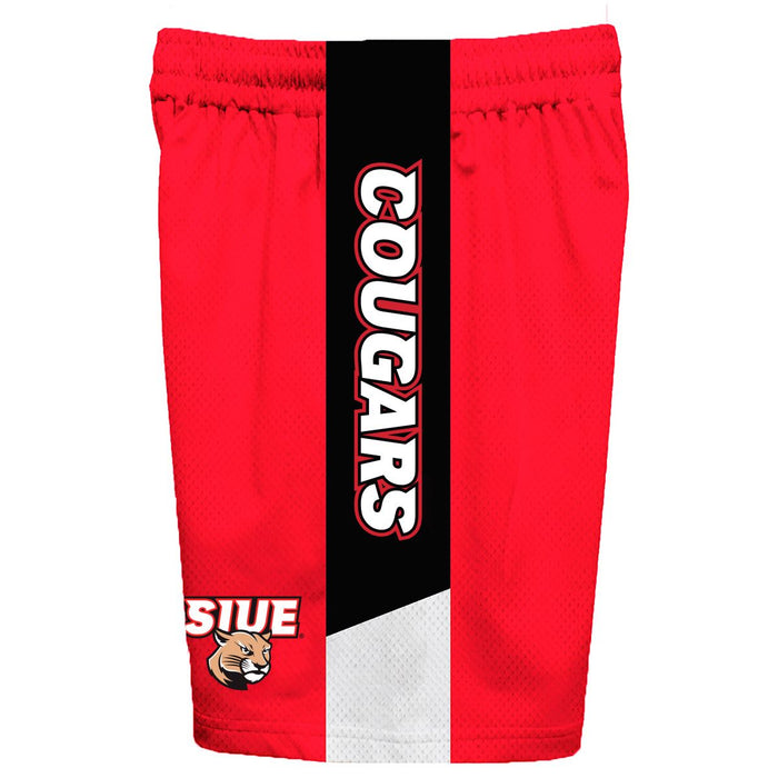 Southern Illinois Cougars SIUE Vive La Fete Game Day Red Stripes Boys Solid Black Athletic Mesh Short - Vive La Fête - Online Apparel Store
