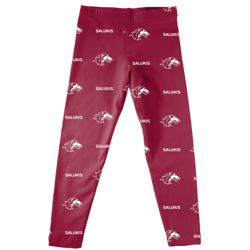 Southern Illinois Salukis SIU Vive La Fete Girls All Over Two Logos Elastic Waist Classic Play Maroon Leggings Tights