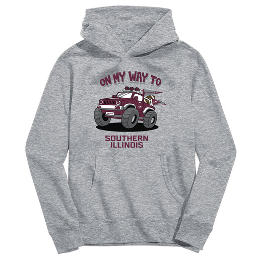 Southern Illinois Salukis SIU On My Way Monster Truck Heather Grey Cotton Youth Hoodie