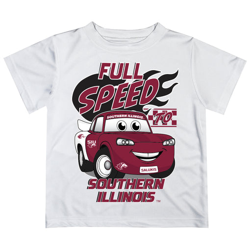 Southern Illinois Salukis SIU Vive La Fete Toy Racing Car Boys Game Day White Short Sleeve Tee