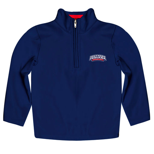 Southern Indiana Screaming Eagles USI Vive La Fete Game Day Solid Blue Quarter Zip Pullover Sleeves