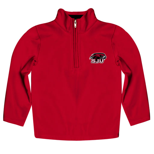 St. Josephs Hawks Vive La Fete Game Day Solid Crimson Quarter Zip Pullover Sleeves