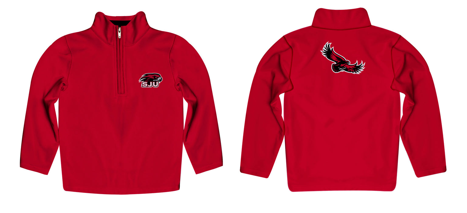 St. Josephs Hawks Vive La Fete Game Day Solid Crimson Quarter Zip Pullover Sleeves - Vive La Fête - Online Apparel Store