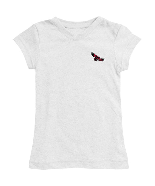 St. Josephs Hawks Hand Sketched Vive La Fete Impressions Artwork White Girls Cotton Short Sleeve Tee