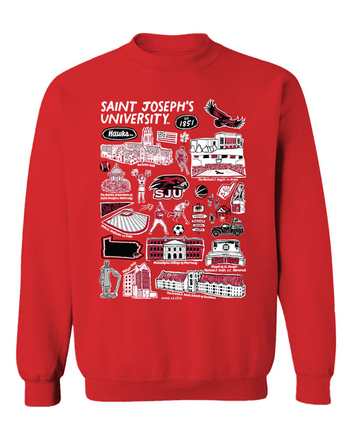 St. Josephs Hawks Vive La Fete Impressions Red Cotton Crewneck Sweatshirt for Women